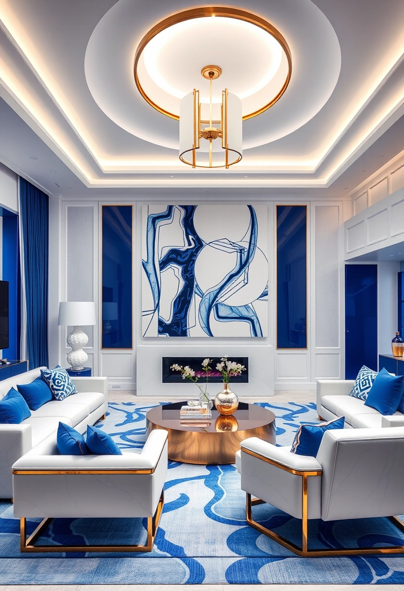 Blue and white living room ideas 18