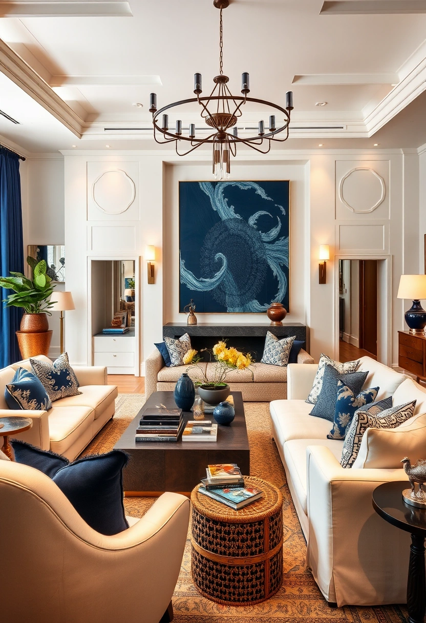 Blue and white living room ideas 20