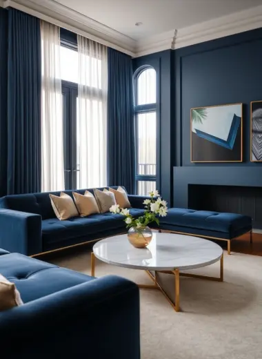 Blue couch living room ideas 1