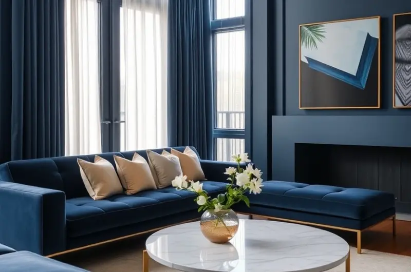 Blue couch living room ideas 1