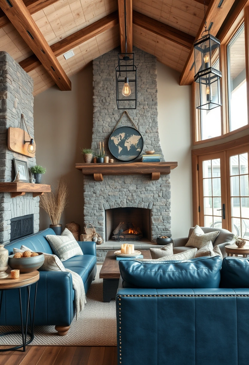 Blue couch living room ideas 11