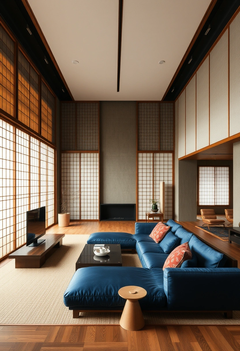 Blue couch living room ideas 12