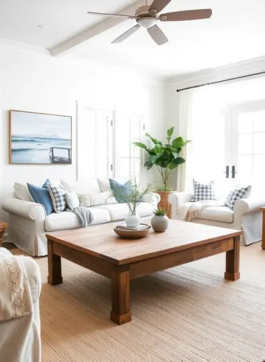 Coastal farmhouse living room ideas 1