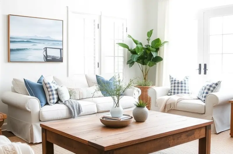 Coastal farmhouse living room ideas 1
