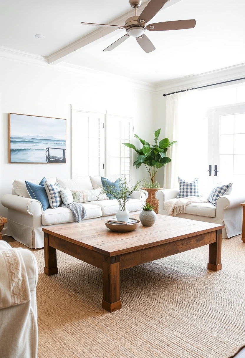Coastal farmhouse living room ideas 1