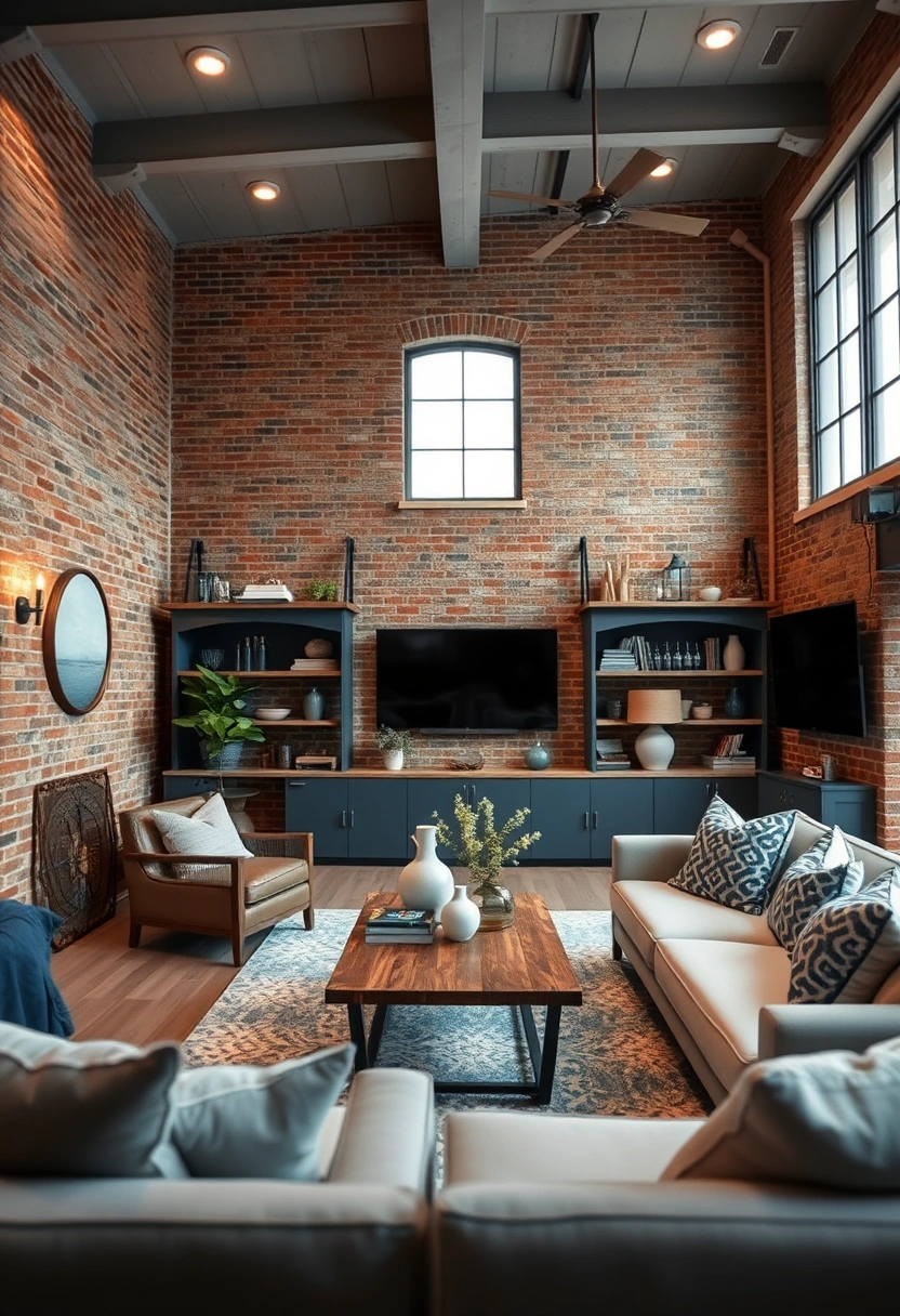 Coastal farmhouse living room ideas 4