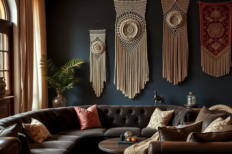 Dark boho living room ideas 1