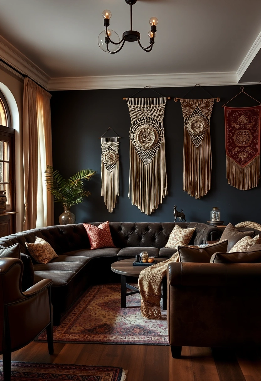 Dark boho living room ideas 1