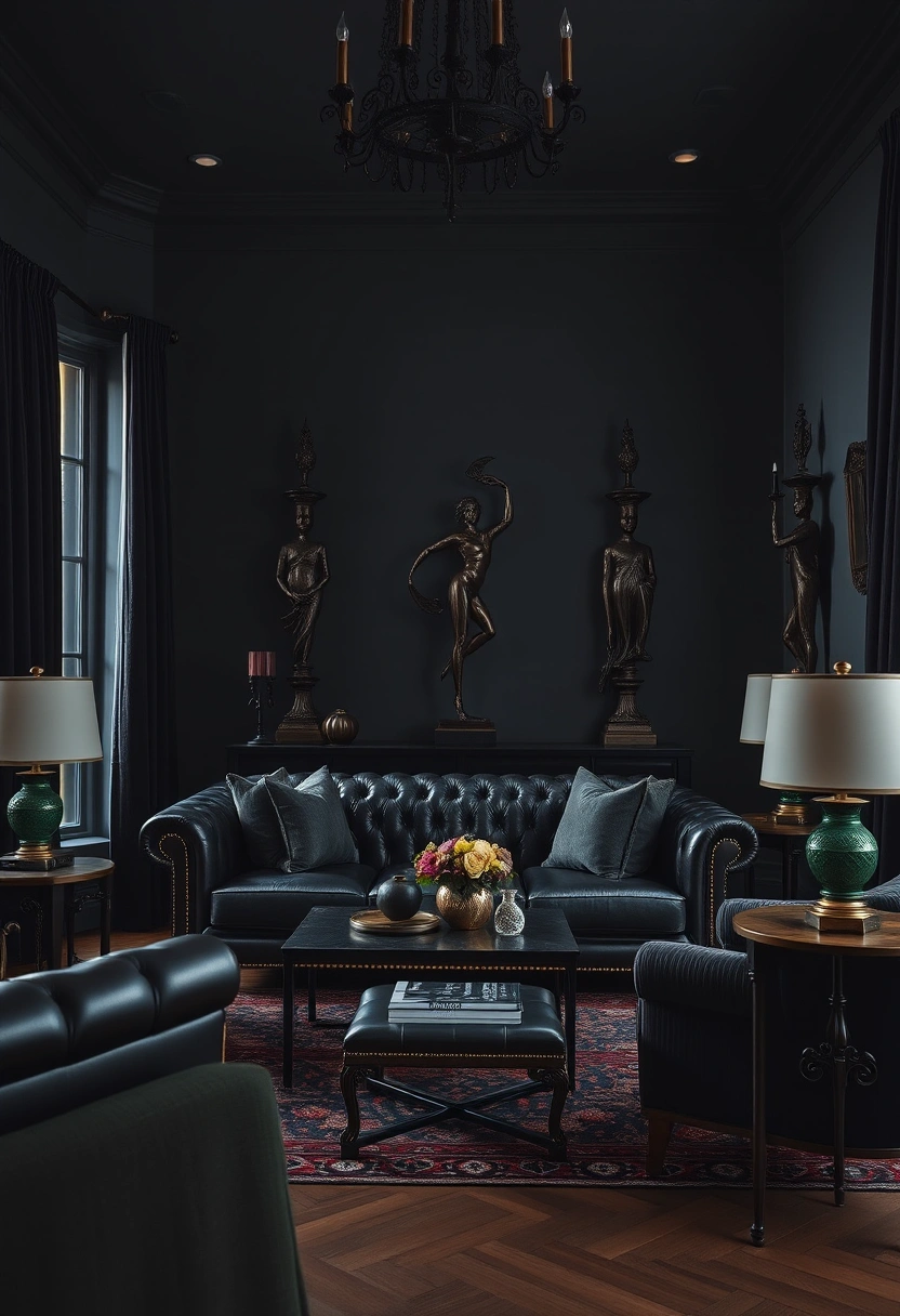 Dark boho living room ideas 12