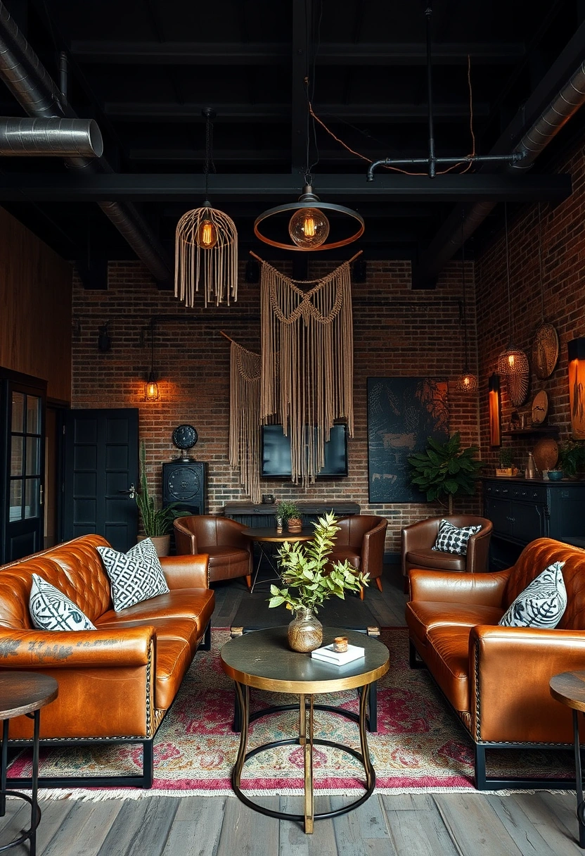 Dark boho living room ideas 13