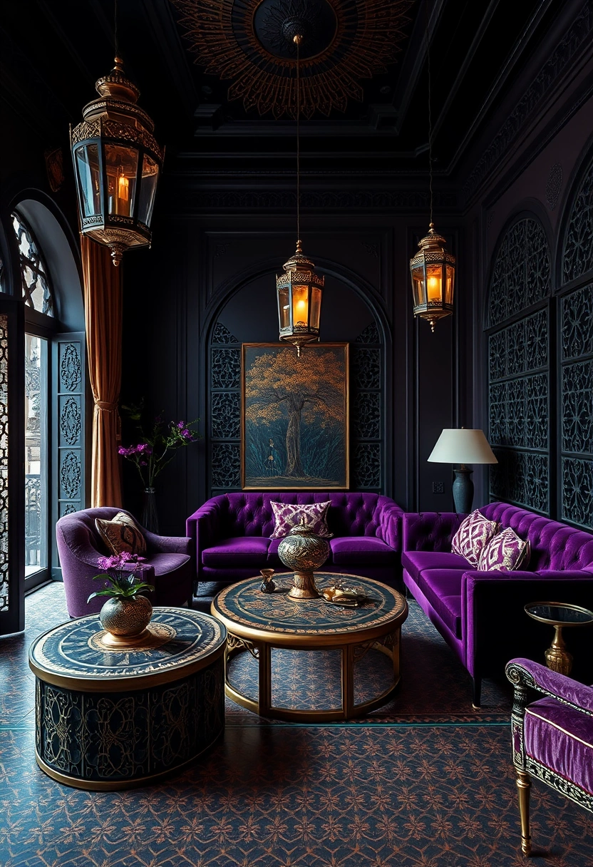 Dark boho living room ideas 15