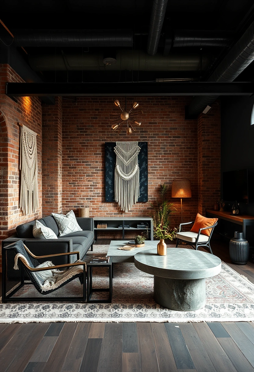 Dark boho living room ideas 17