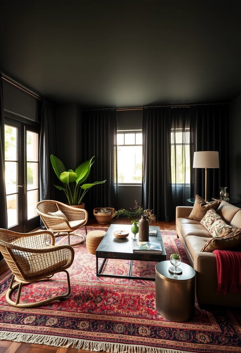 Dark boho living room ideas 2