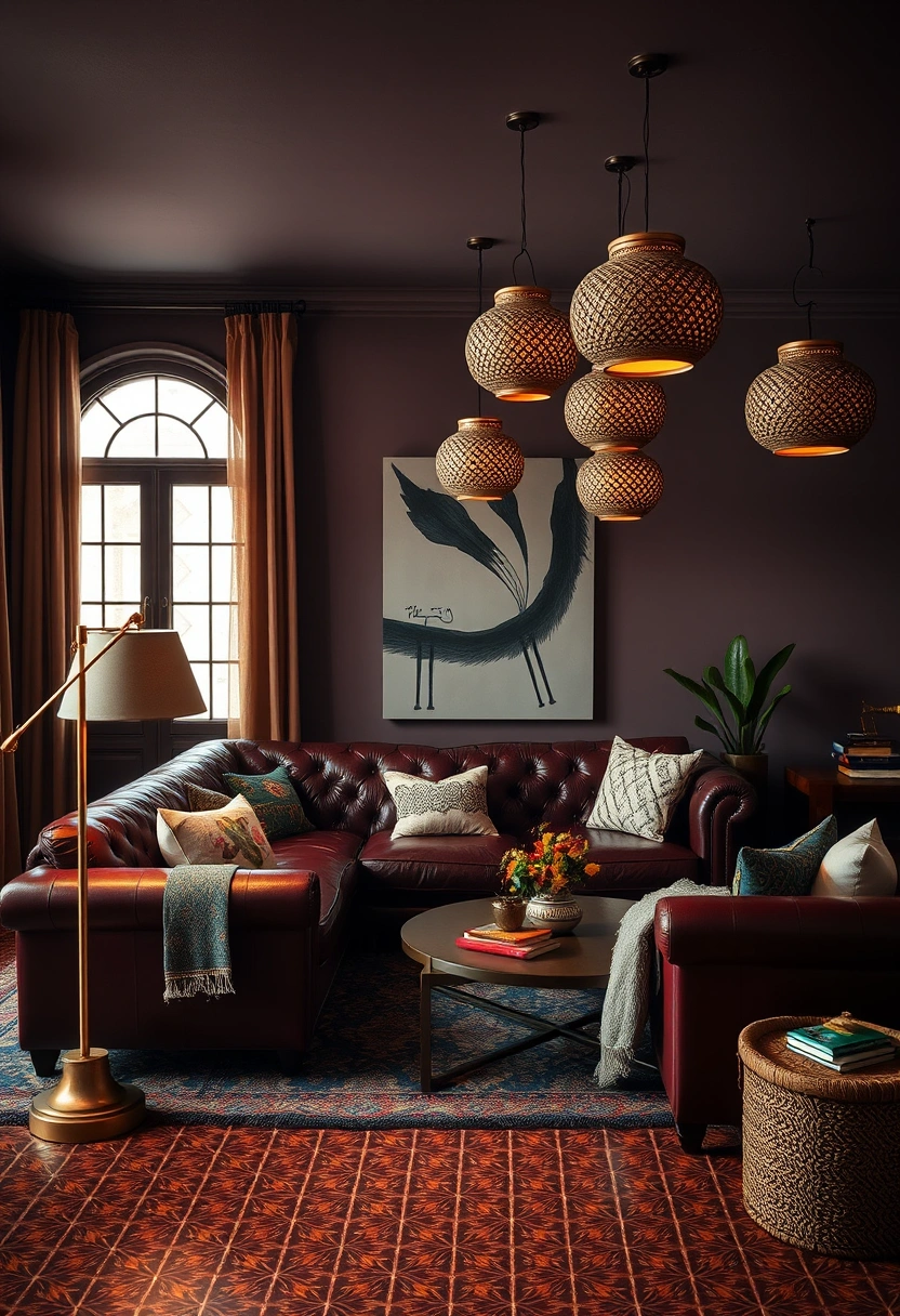 Dark boho living room ideas 3