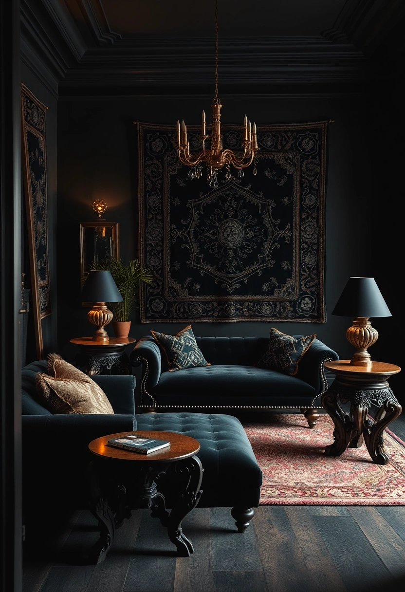 Dark boho living room ideas 4