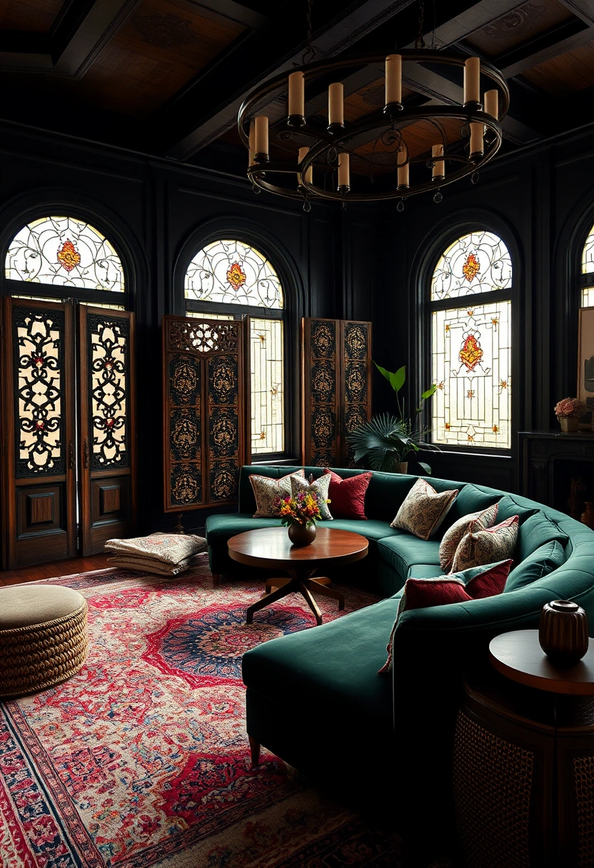 Dark boho living room ideas 6