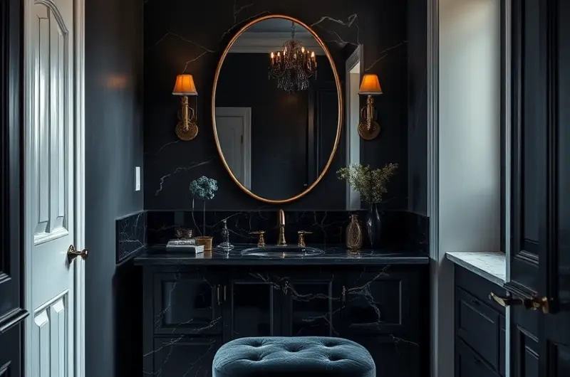 Dark feminine bathroom decor ideas 1