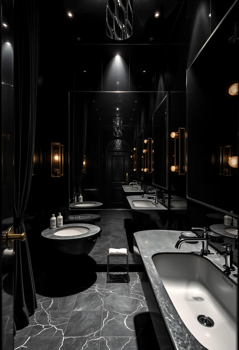 Dark feminine bathroom decor ideas 17