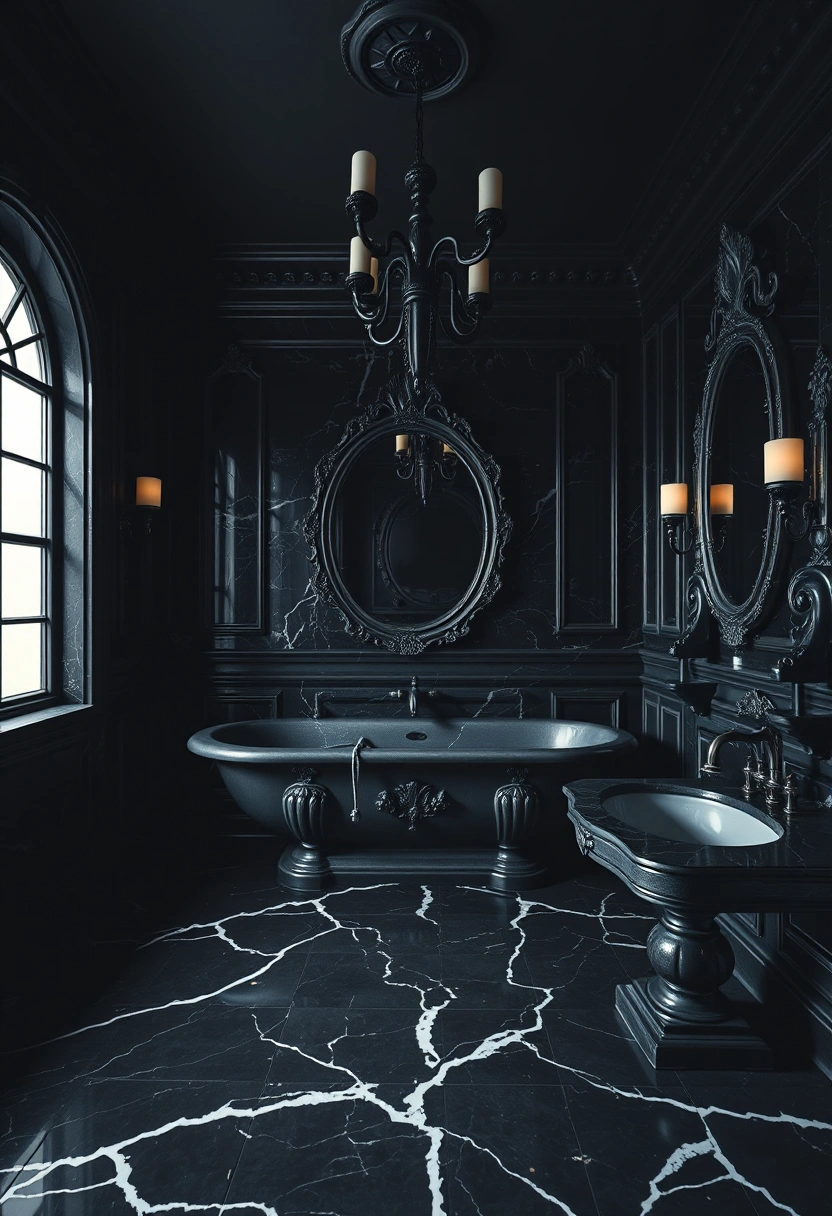 Dark feminine bathroom decor ideas 9