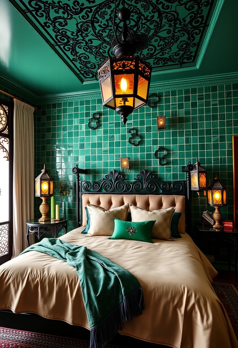 Green and black bedroom ideas 18