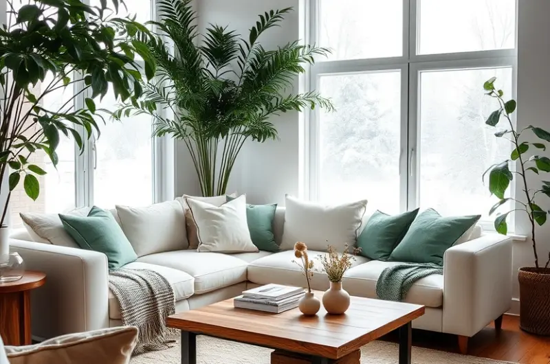Green and white winter home decor ideas 1
