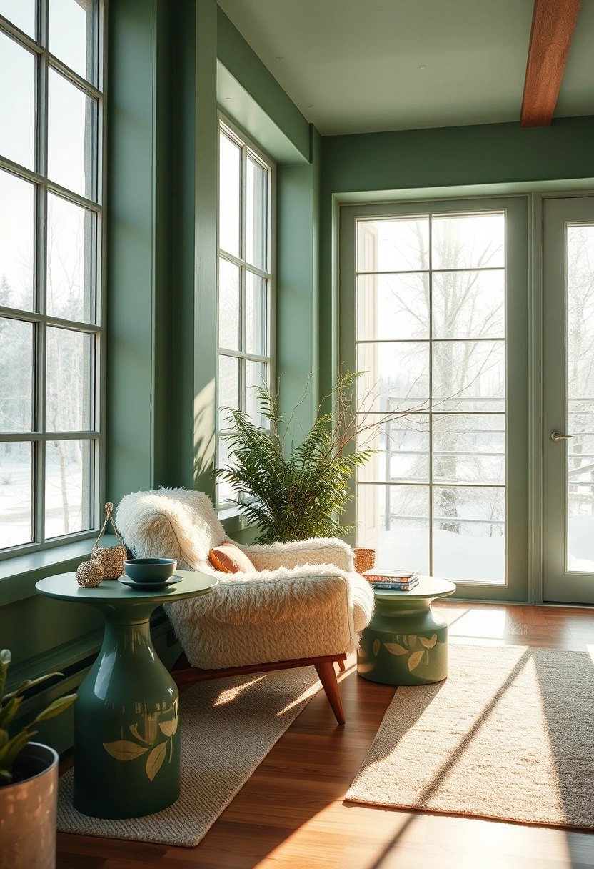 Green and white winter home decor ideas 7