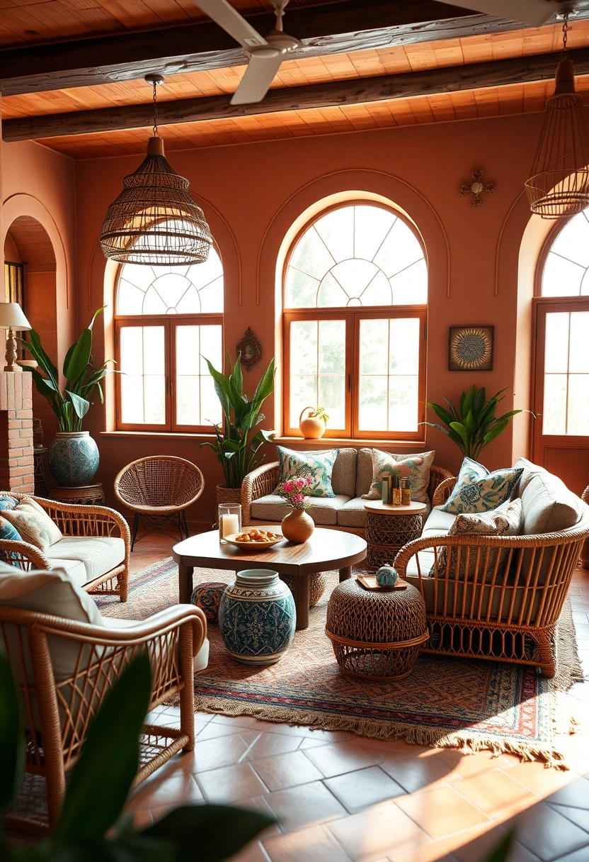 Modern boho living room ideas 17