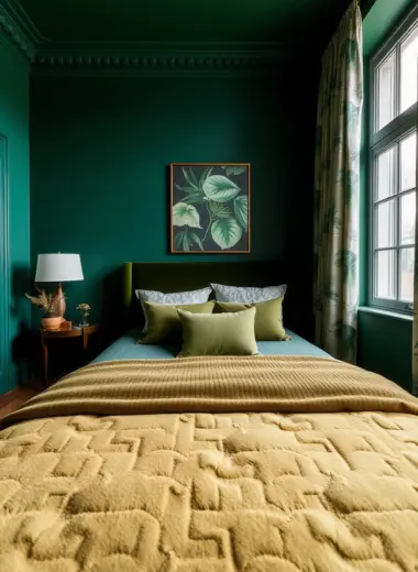 Moody green bedroom ideas 1