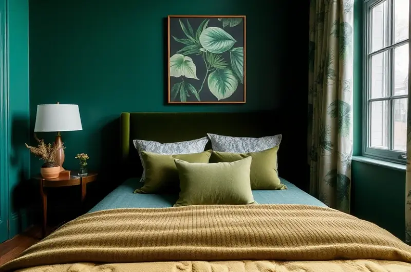 Moody green bedroom ideas 1