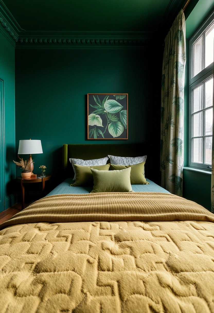 Moody green bedroom ideas 1