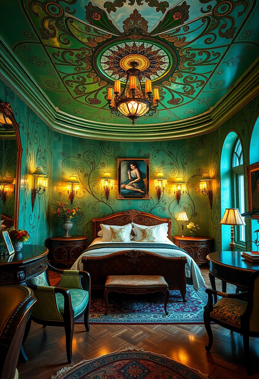Moody green bedroom ideas 17