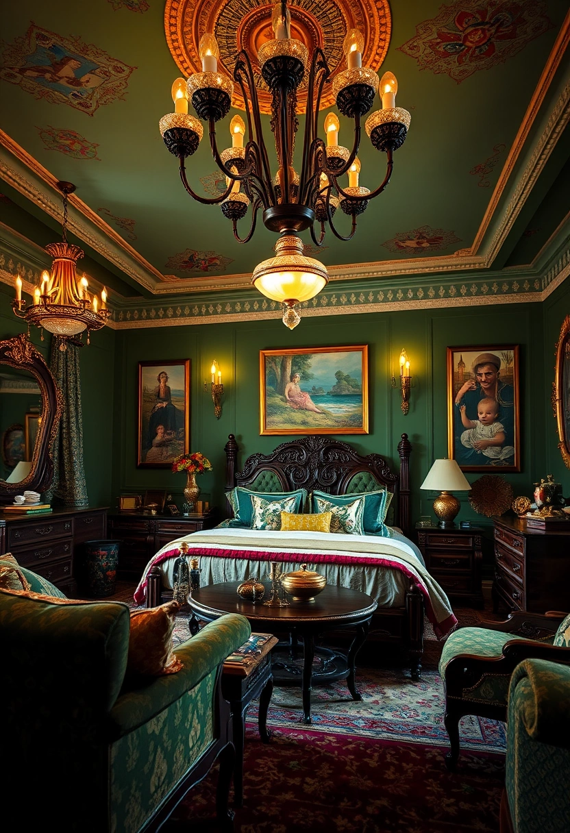 Moody green bedroom ideas 19