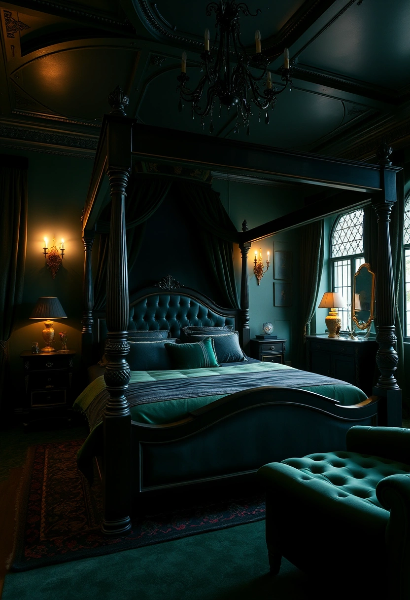 Moody green bedroom ideas 3
