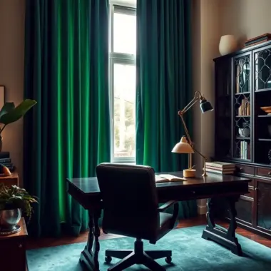 Moody green home office ideas 1