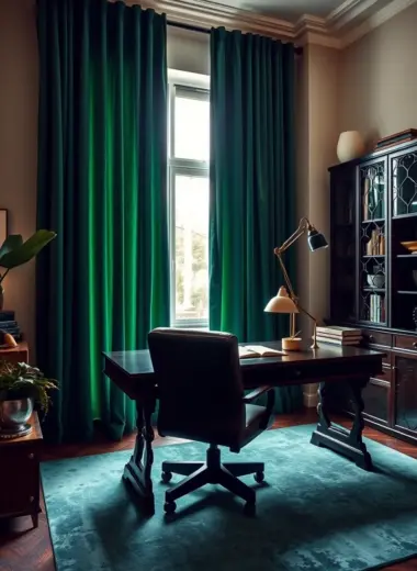 Moody green home office ideas 1