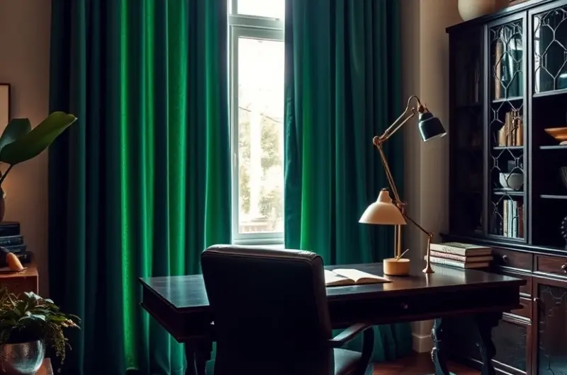 Moody green home office ideas 1