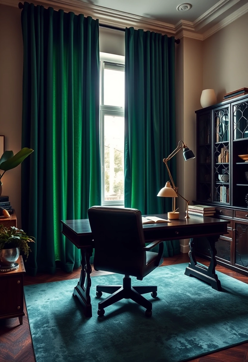 Moody green home office ideas 1