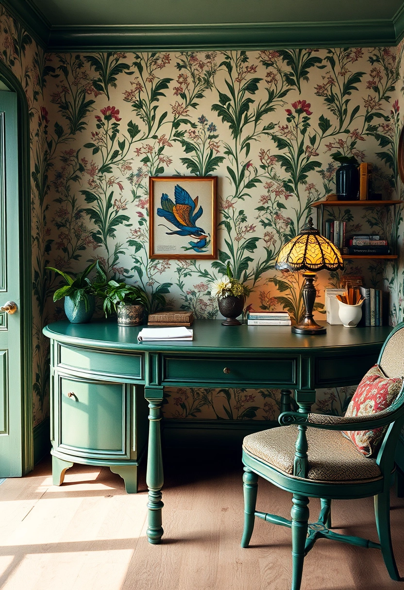 Moody green home office ideas 12