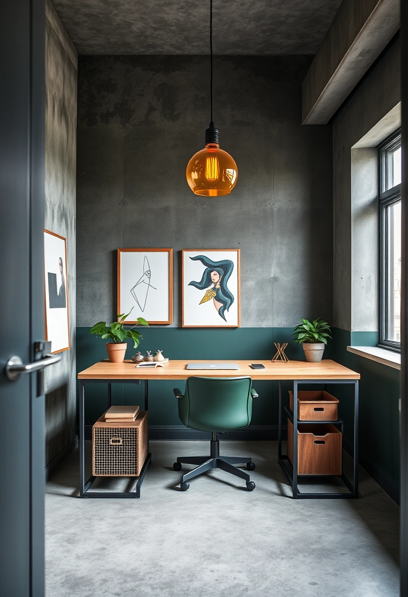 Moody green home office ideas 3