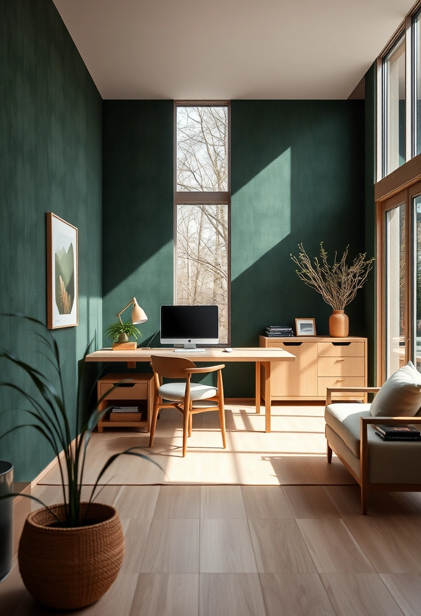 Moody green home office ideas 5