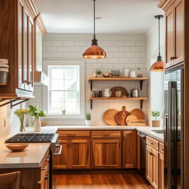 Natural wood kitchen cabinets ideas 1
