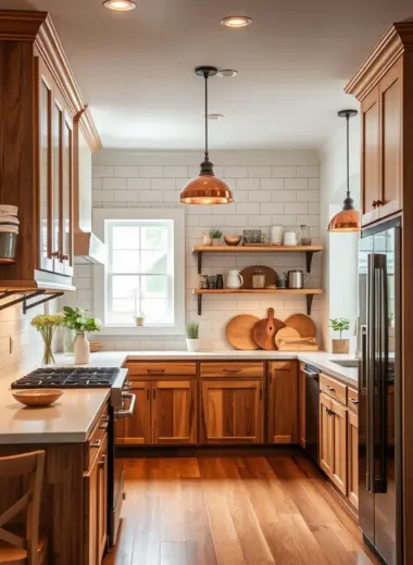 Natural wood kitchen cabinets ideas 1