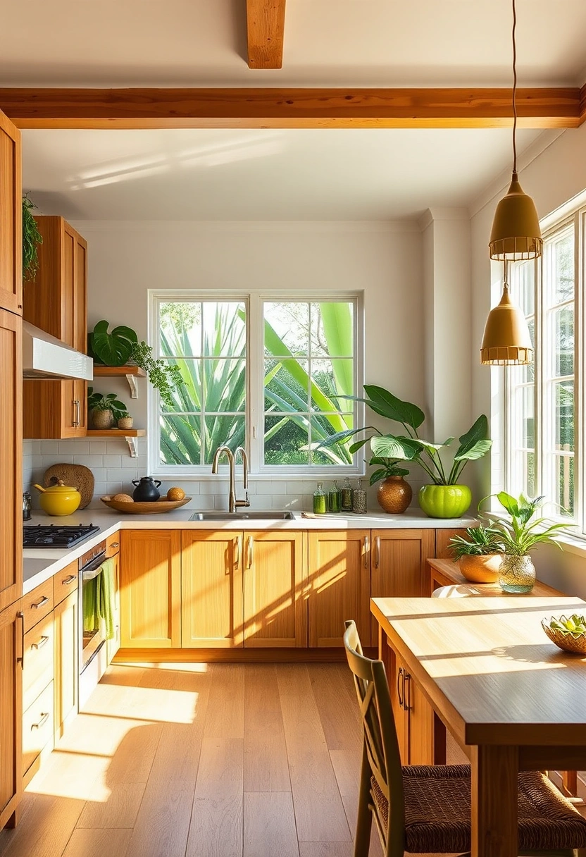 Natural wood kitchen cabinets ideas 13