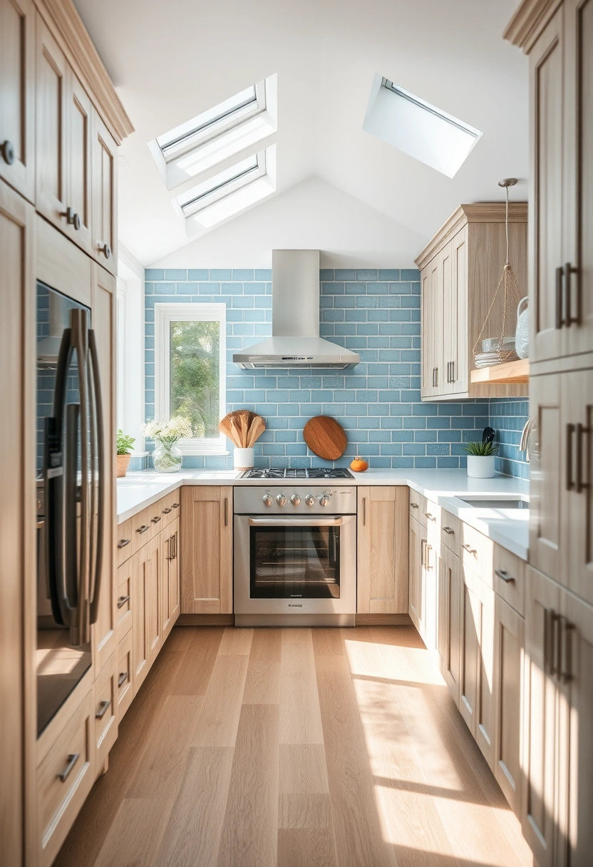 Natural wood kitchen cabinets ideas 8