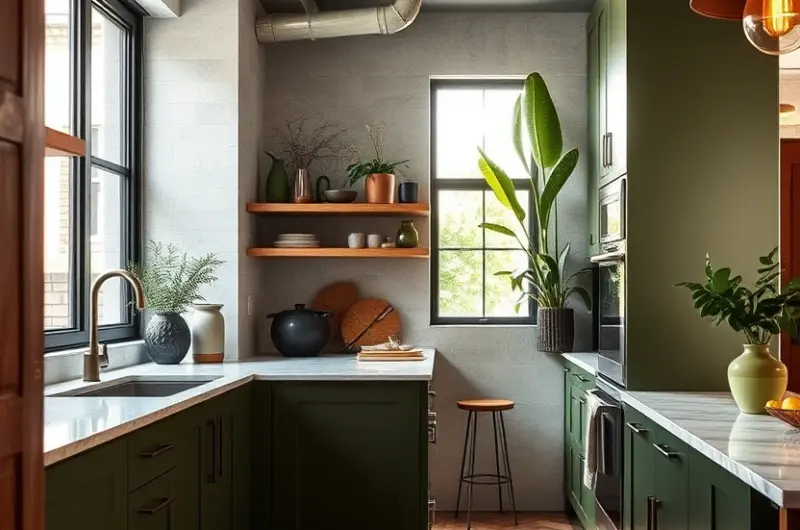 Olive green kitchen ideas 1