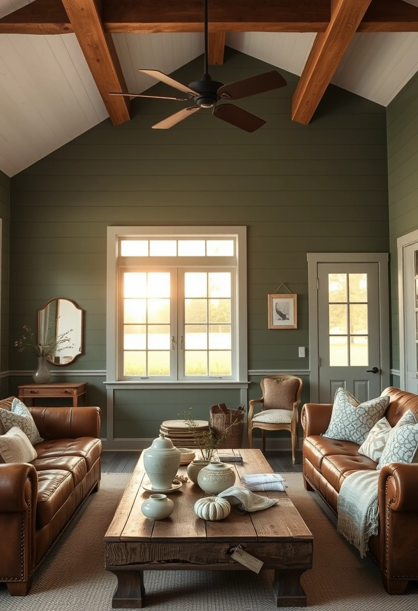 Olive green living room ideas 13