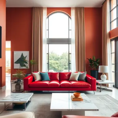 Red couch living room ideas 1