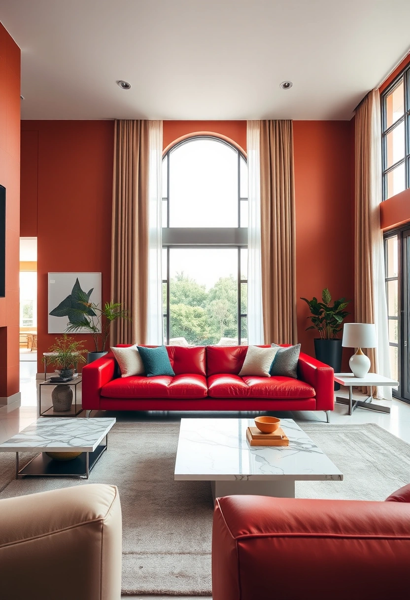 Red couch living room ideas 1