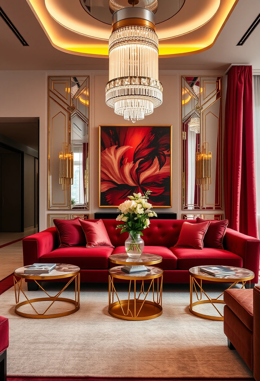 Red couch living room ideas 10