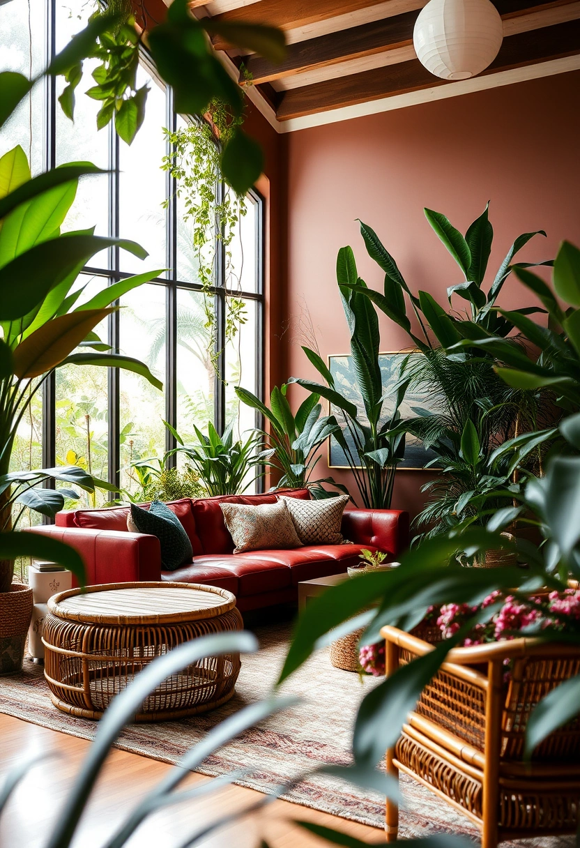 Red couch living room ideas 12